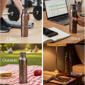 Botella de Cobre Puro Helf Diamond de 1 Litro Hecha de cobre de alta calidad diseñada en forma de botella de cobre tradicional y de larga duración. - Product Image 3