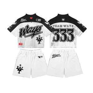 Conjunto de Jersey de Malla para Hombre, Camiseta de Manga Corta y Pantalones Cortos, Transpirable, de Secado Rápido, Poliéster, Estilo Deportivo, Hip Hop, Ropa Urbana de Verano - Product Image 1