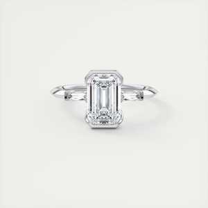 Anillo de compromiso con diamante cultivado en laboratorio de 2.30 quilates, corte esmeralda, media montura, con piedras laterales tipo baguette en oro blanco de 14K - Product Image 2