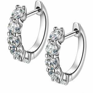 Luxury 925 Sterling <b>Silver</b> Round Brilliant Cut Moissanite VVS1 Huggie <b>Hoop</b> <b>Earrings</b> for Unisex Daily Wear - Product Image 5