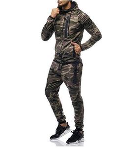 Survêtement camouflage pour homme, manches longues, capuche, fermeture éclair, poches latérales, coupe régulière, style sportif automne, 100 % polyester - Product Image 6