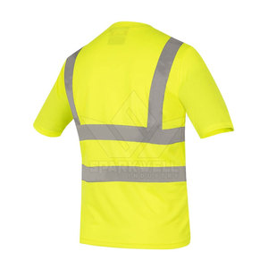 Hi Visibility Men's Reflective Work T-Shirt Polyester Yellow with <b>Silver</b> Stripes - Product Image 2