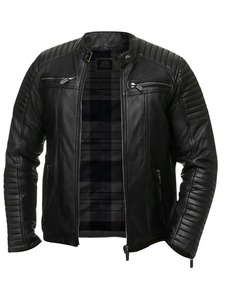 เสื้อแจ็คเก็ตหนังสีดำสำหรับนักแข่งชาย - Product Image 1