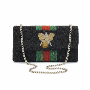 Pochette élégante en perles avec chaîne et fermeture à rabat, style soirée - Product Image 2