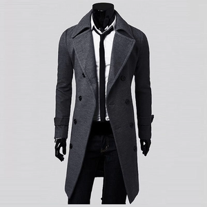 Manteau long élégant pour homme, trench-coat classique, manteau d'affaires léger, coupe-vent, imperméable, pour le bureau, les voyages, les activités de plein air - Product Image 3