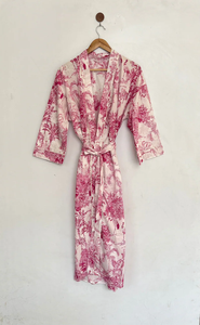 Bata Kimono con Estampado de Dibujos Animados para Mujer, 100% Algodón Tejido, Camisón de Verano Hecho a Mano, ODM, Cuello en V, Cintura Elástica, Suave y Transpirable - Product Image 4
