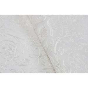 Tissu en dentelle teignable à motif floral pour broderie Chanderi blanc cassé, fil de 44 pouces de large par yard - Product Image 1