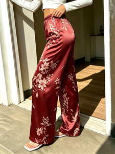 Women's <b>Pajama</b> Pants with Red Bottoms and Random Floral Prints Versatile Style Thin Summer Pants - Product Image 5