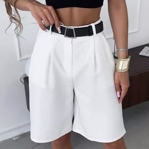 Enyami Pantalones Cortos de Verano para Mujer, Estilo Bermuda, Casual, de Pierna Ancha, Plisados, Elegantes, con Bolsillos - Product Image 6