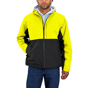 Chaqueta con Capucha para Hombre, Diseño Color Block, Impermeable, de Poliéster, Informal, para Otoño, con Cierre de Cremallera, Corte Regular - Product Image 5