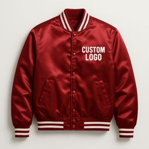 Chaqueta Bomber de Satén con Bordado Personalizado para Hombre, Chaqueta Varsity Hip Hop de Color Contrastante, Venta al Por Mayor OEM - Product Image 6