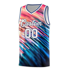 Custom Basketball Jersey Set Sleeveless V-Neck Sublimated Gradient Color Moisture Wicking Quick Dry Polyester Unisex Adult - Product Image 2