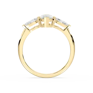 Anillo de compromiso con tres diamantes marquise de 1.50 quilates y diamantes laterales ovalados en oro rosa, oro blanco, oro amarillo, elegante. - Product Image 6
