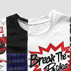 T-shirt streetwear pour homme, manches courtes, col rond, logo imprimé par sublimation sur le devant, coupe classique, anti-boulochage - Product Image 3