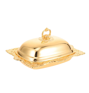 Platos y Vajilla de Metal Estilo Vintage de Acero Inoxidable, Plato para Servir Queso y Mantequilla Dorado, para Uso en la Mesa del Comedor - Product Image 1