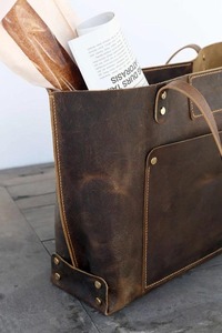 Sacs à main pour femmes en cuir véritable faits à la main, grande capacité, sacs fourre-tout de luxe, fermeture à glissière pour femmes, LTB-0203 - Product Image 6