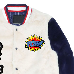 แจ็คเก็ตบอมเบอร์ขนสัตว์คุณภาพสูงเป็นมิตรกับสิ่งแวดล้อม MOQ ต่ำ สำหรับผู้ชาย รับผลิตตามแบบ OEM เคลือบกันน้ำ สไตล์ไฮสตรีท พร้อมโลโก้ด้านหน้า สำหรับเด็กผู้ชาย - Product Image 3