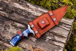 Cuchillo Bowie de Acero Damasco Recto de 13 Pulgadas, Hecho a Mano, de Grado Industrial, con Mango de Madera y Funda de Cuero, Modelo FH-202 de Viking Art - Product Image 6