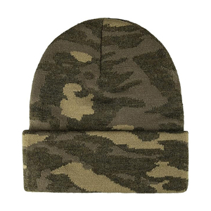 Camouflage Knit Beanie Winter Hat Custom Logo Cuff <b>Cap</b> <b>Men</b> Women Casual Ski Outdoor Wear Wholesale Soft Rib 100% Acrylic - Product Image 2