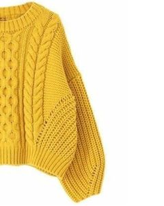 Pull en tricot épais jaune pour femme, style oversize, chaud pour l'hiver, confortable, élégant, avec motif texturé - Product Image 4