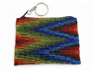Ethnic style seed <b>bead</b> coin pouch with colorful embroidery Wholesale seed <b>bead</b> embroidered coin purse with zipper closure - Product Image 2