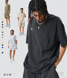 T-shirt en coton uni surdimensionné pour homme, décontracté, à manches courtes, col rond, couleur unie, respirant, coupe jersey, unisexe - Product Image 5
