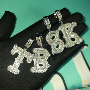 จี้ตัวอักษร "B" แบบกำหนดเอง สร้อยคอประดับเพชรโมอิสซาไนต์ สายแบบเชือก เครื่องประดับฮิปฮอป - Product Image 5