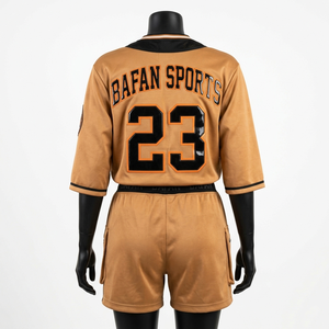 Conjunto de Camiseta sin Mangas y Pantalones Cortos, Tela de Poliéster Suave y Transpirable, Panel Marrón y Negro, Estampado Personalizado - Product Image 4