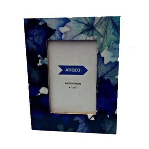 Handmade Blue White Bone Inlay Wood <b>Photo</b> <b>Frames</b> High Quality Classical Geometrical Prints Adds Natural Beauty to Your Space - Product Image 1