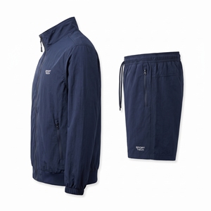 Conjunto Deportivo de 2 Piezas para Hombre, Color Azul Marino, Chaqueta y Pantalones Cortos de Poliéster de Secado Rápido, Ropa Deportiva de Primavera - Product Image 6