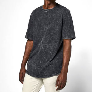 Wholesale Men Acid Wash T Shirt Streetwear Solid Color 100% Cotton T Shirts With Logo Customize Oversized Vintage - Product Image 5