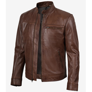 2026 OEM Latest Design Cogan <b>Brown</b> Cowhide <b>Leather</b> <b>Jackets</b> For Men's Zip Pockets 100%High Quality Low MOQ Winter Fashion <b>Jackets</b> - Product Image 5