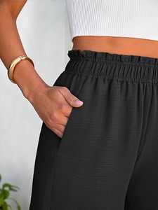 Shorts cargo pour femmes à taille haute avec cordon de serrage 100% coton - Shorts décontractés respirants à séchage rapide - Product Image 2