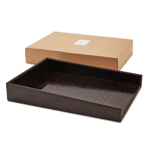 Organisateur de bureau double en cuir de qualité supérieure, plateau de rangement de luxe pour clés, montres, stylos, accessoires et bureau à domicile - Product Image 2