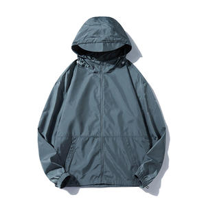 Veste polaire décontractée pour homme grande taille, coupe-vent tissée à capuche, légère et respirante, avec fermeture éclair, idéale pour l'été - Product Image 3