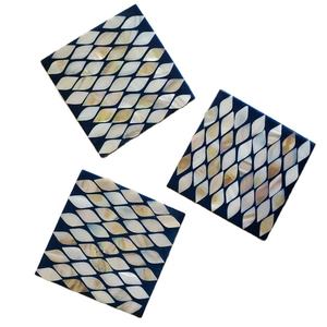 ชุดจานรองแก้วไม้พร้อมที่วางแก้วแม่ลูกมุกแบบฝังที่รองแก้วจากผู้ผลิตอินเดีย - Product Image 1