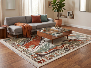 DECORDEC Hand <b>Tufted</b> <b>Rug</b> Neutral Beige Solid Color Mid-Century Modern Design Premium Eco-Friendly Non-Slip Thick Pile Cotton - Product Image 3
