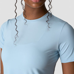 Camiseta Deportiva de Manga Corta para Mujer, Cuello en V, Material Acanalado, Alta Elasticidad, Estilo Veraniego - Product Image 4