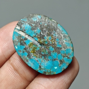 Turquesa Natural de Hubei, Cabujón Ovalado, Gema de Turquesa para Joyería, 29x22x6 mm. 31 Ct. E642 - Product Image 2