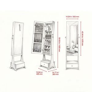 Armadietto Portagioie Pieghevole Stile Vintage con 3 Ripiani Organizzatori - Product Image 3