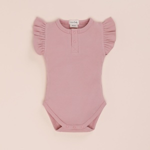 ชุดบอดี้สูทแขนสั้นยืดหยุ่นไม้ไผ่ออร์แกนิคสีชมพูบลัช - Product Image 1