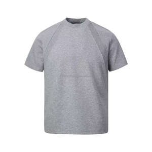 Camiseta de Cuello Redondo Pequeño para Hombre, de Alta Calidad, 280G, de Algodón y Elastano, con Tejido de Capa de Aire, Talla Grande, Estilo Casual, Lisa - Product Image 1