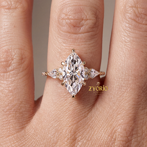 Anillo de Compromiso Zyorio Jewels con Diamante Cultivado en Laboratorio, Corte Marquesa, Engaste de Garras, Plata de Ley 925 para Mujer - Product Image 3