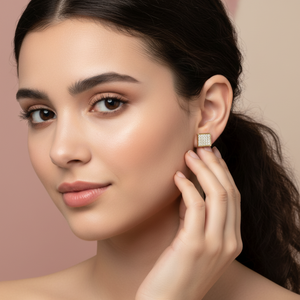 0.40 TCW Real Round Cut Diamond <b>Stud</b> <b>Earrings</b> | 14K Gold Square Cluster Design Luxury <b>Fine</b> Jewelry Gift for Women Elegant Style - Product Image 1