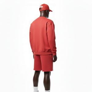 Men Premium Cotton <b>Fleece</b> <b>Sweatshirt</b> And Short Set Heavyweight Screen Print Logo <b>Sweatshirt</b> and Shorts Set Tracksuits for Men - Product Image 5