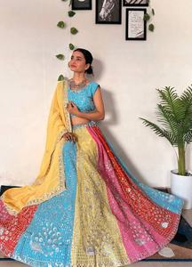 Ensemble élégant Faux Georgette Lehenga Choli pour femmes broderie lourde conception de séquence travail vêtements de mariage indiens y compris indien - Product Image 6