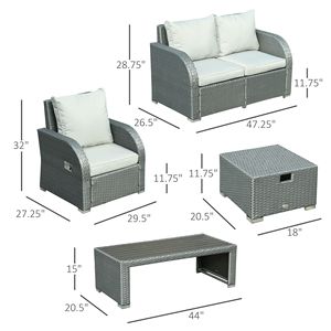 Set di Mobili da Esterno in 6 Pezzi, Divano in Vimini e Poltrona Singola con Poggiapiedi Reclinabili, in Materiale PE, Design Elegante in Rattan - Product Image 3