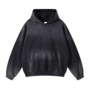 Sweat à capuche délavé pour homme, en mélange de coton, style vintage, épais, décontracté, streetwear, pour le quotidien - Product Image 3
