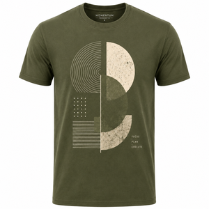 Camiseta de Manga Corta para Hombre Momentum, Cuello Redondo, Corte Regular, 100% Algodón, Estampado Geométrico, Informal, Transpirable, Logotipo Frontal, Jersey - Product Image 1