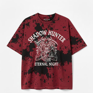 Camiseta con efecto acid wash para hombre, estilo vintage, lavado descolorido, algodón suave y transpirable, corte relajado, ideal para uso casual y estilo urbano. - Product Image 1